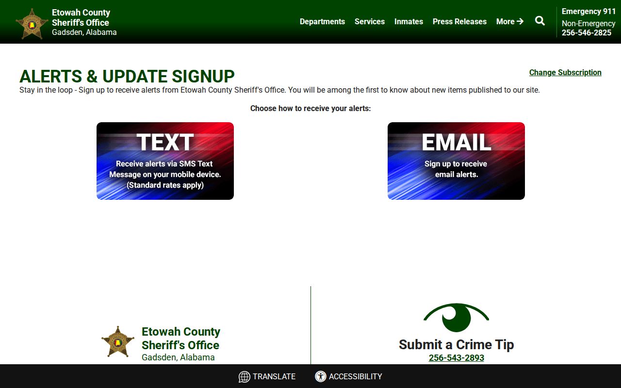 Etowah County sheriff alerts for wanted and public safety records